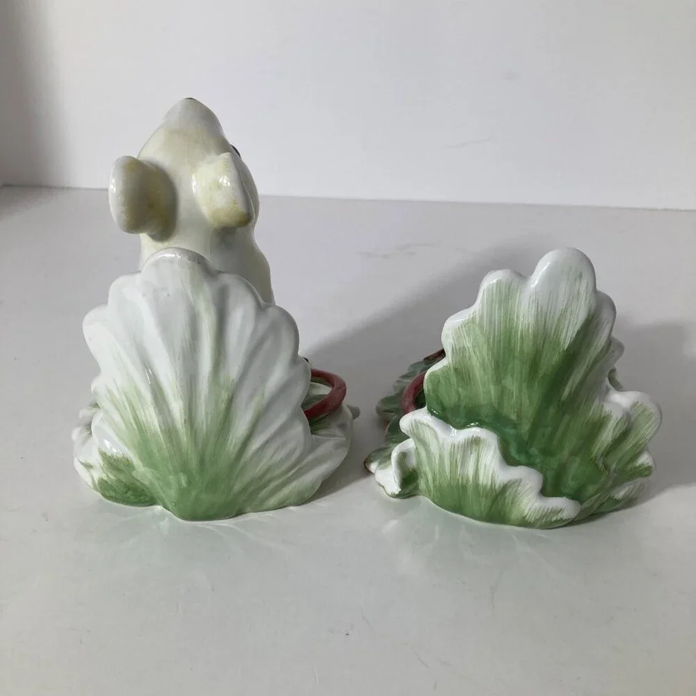 2‎ Italian Ceramic Mice Cabbage Figurines 4 x 5